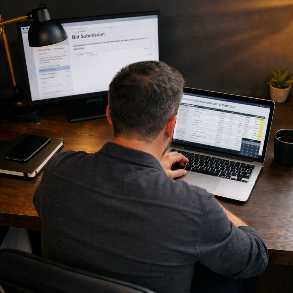 At desk bidding on project